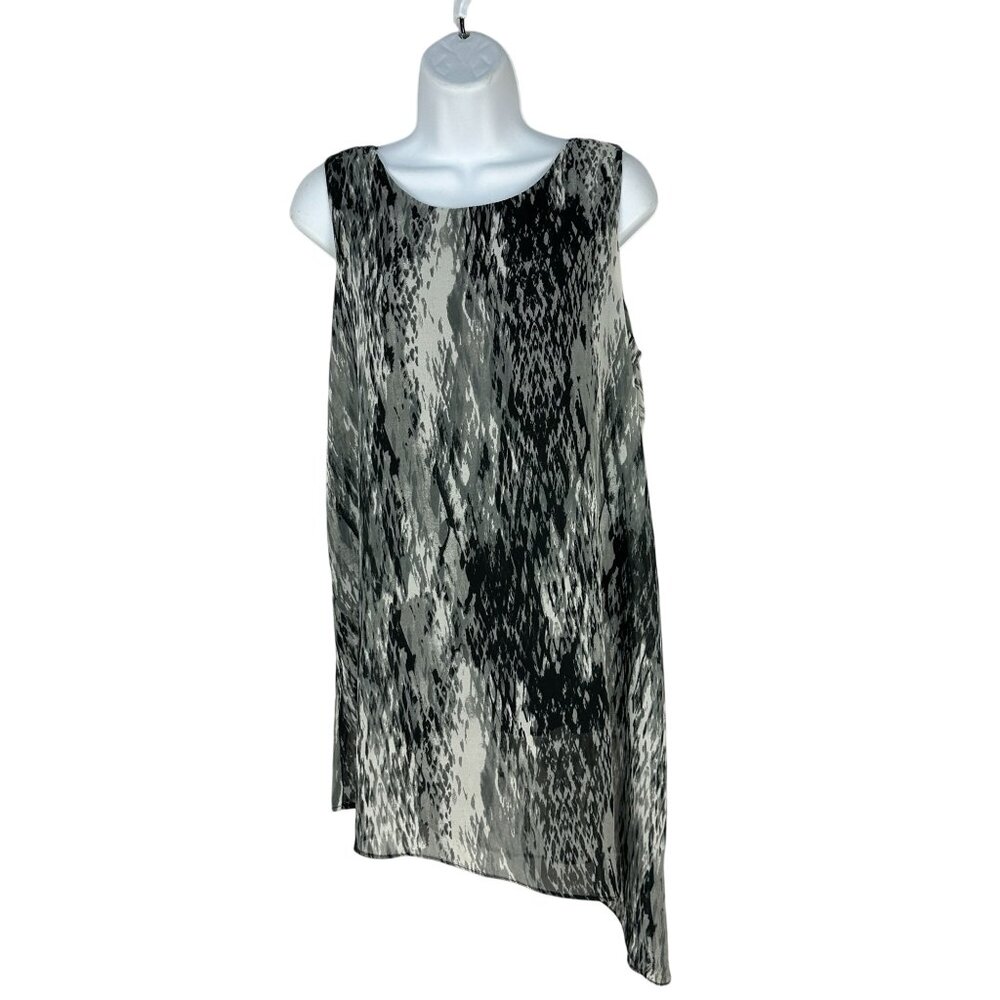 Joseph A Womens Black Gray Sleeveless Asymmetrical Tunic Tank Streak Size M